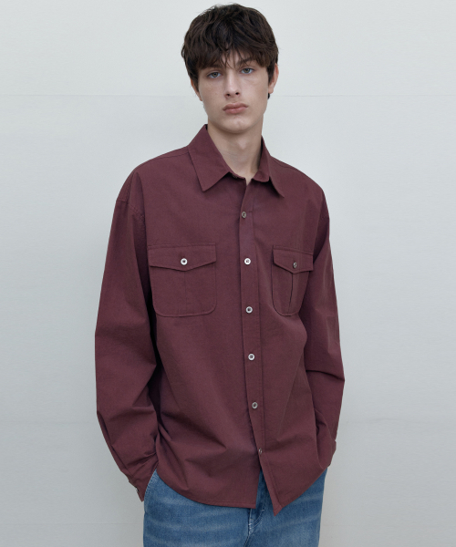 WEDNESDAY OASIS(ウェンズデーオアシス)の「ワークコットンシャツ_BURGUNDY(WB6SH13)(シャツ/ブラウス・メンズ・バーガンディー・FREE)」の3枚目の写真