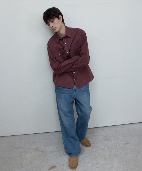 WEDNESDAY OASIS(ウェンズデーオアシス)の「ワークコットンシャツ_BURGUNDY(WB6SH13)(シャツ/ブラウス・メンズ・バーガンディー・FREE)」の4枚目の写真