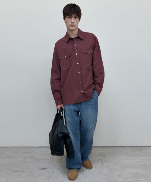 WEDNESDAY OASIS(ウェンズデーオアシス)の「ワークコットンシャツ_BURGUNDY(WB6SH13)(シャツ/ブラウス・メンズ・バーガンディー・FREE)」の5枚目の写真