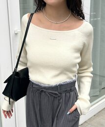 【ZOZO限定REVIAL】プレート付きクルーリブニット