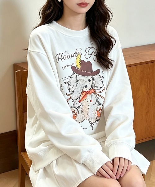 LEMOA(レモア)の「ドッグプリントクルーネックスウェット(スウェット・レディース・ホワイト/ホワイト系その他・X-LARGE/LARGE/MEDIUM)」の15枚目の写真