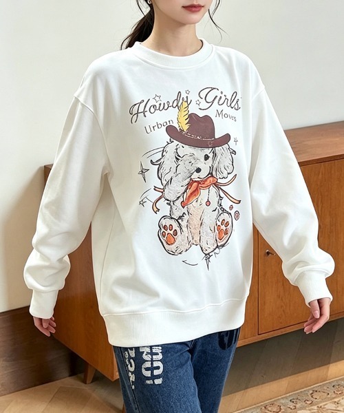 LEMOA(レモア)の「ドッグプリントクルーネックスウェット(スウェット・レディース・ホワイト/ホワイト系その他・X-LARGE/LARGE/MEDIUM)」の11枚目の写真