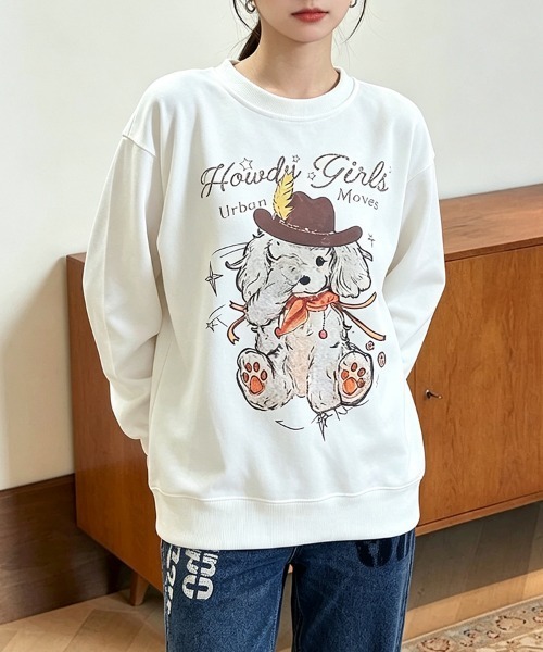 LEMOA(レモア)の「ドッグプリントクルーネックスウェット(スウェット・レディース・ホワイト/ホワイト系その他・X-LARGE/LARGE/MEDIUM)」の12枚目の写真