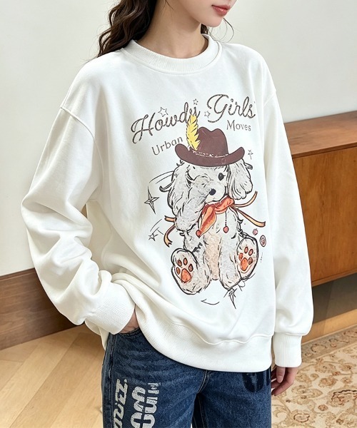 LEMOA(レモア)の「ドッグプリントクルーネックスウェット(スウェット・レディース・ホワイト/ホワイト系その他・X-LARGE/LARGE/MEDIUM)」の13枚目の写真