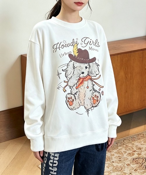 LEMOA(レモア)の「ドッグプリントクルーネックスウェット(スウェット・レディース・ホワイト/ホワイト系その他・X-LARGE/LARGE/MEDIUM)」の14枚目の写真