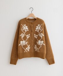 【WEB限定】フラワーモチーフふわふわニットカーディガン