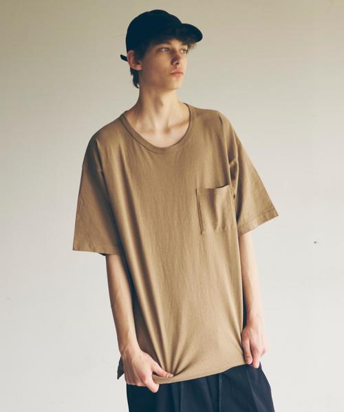 MONKEY TIME(モンキータイム)の「<monkey time by CALUX> ∴ オーバーダイ 1ポケ ビッグ Tシャツ◆(Tシャツ/カットソー・メンズ・コバルトブルー/ライトピンク/ダークグリーン/モカ/オリーブ/ブラウン/ダークグレー/ホワイト・LARGE/MEDIUM/SMALL/X-LARGE)」の4枚目の写真