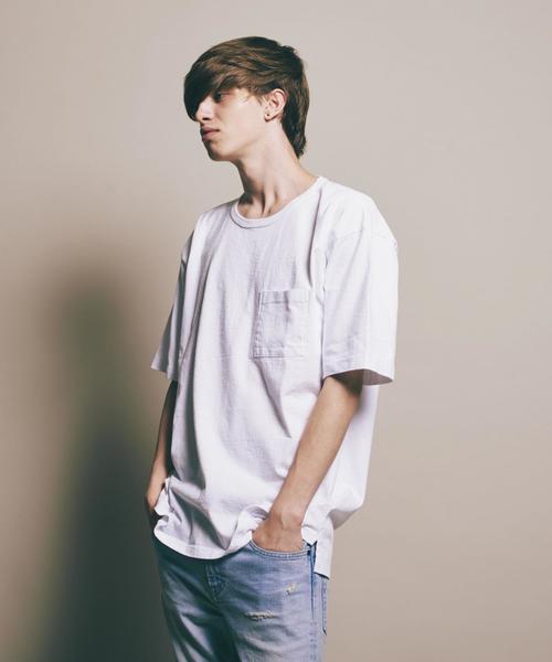 MONKEY TIME(モンキータイム)の「<monkey time by CALUX> ∴ オーバーダイ 1ポケ ビッグ Tシャツ◆(Tシャツ/カットソー・メンズ・コバルトブルー/ライトピンク/ダークグリーン/モカ/オリーブ/ブラウン/ダークグレー/ホワイト・LARGE/MEDIUM/SMALL/X-LARGE)」の2枚目の写真