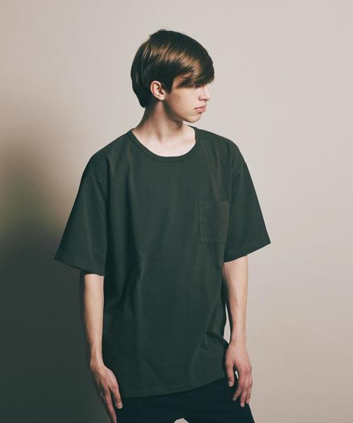 MONKEY TIME(モンキータイム)の「<monkey time by CALUX> ∴ オーバーダイ 1ポケ ビッグ Tシャツ◆(Tシャツ/カットソー・メンズ・コバルトブルー/ライトピンク/ダークグリーン/モカ/オリーブ/ブラウン/ダークグレー/ホワイト・LARGE/MEDIUM/SMALL/X-LARGE)」の5枚目の写真