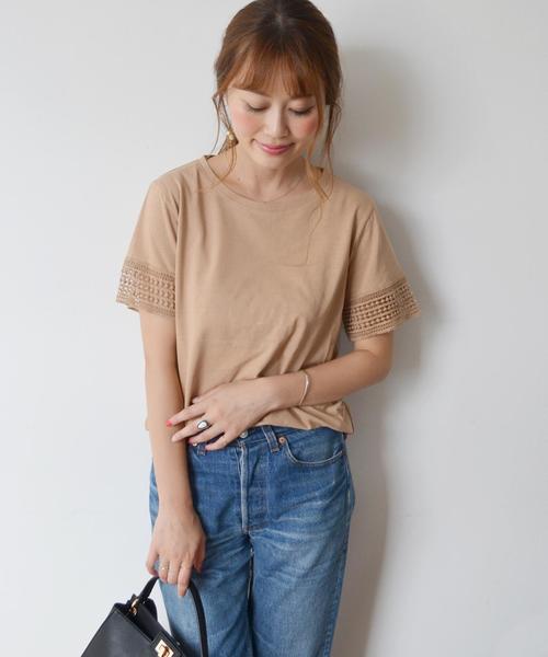 Khaju（カージュ）の「Khaju: ケミカルレースTEE（Tシャツ/カットソー・レディース・オフホワイト/ベージュ・ONE SIZE）」の2枚目の写真