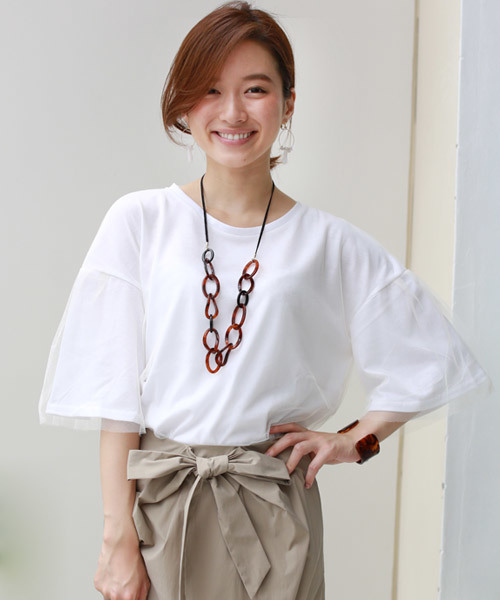 REAL CUBE(リアルキューブ)の「Hunch チュールティアードカットソー(Tシャツ/カットソー・レディース・カーキ/オフホワイト/グレー・M)」の12枚目の写真