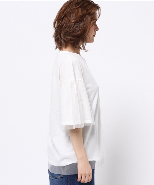 REAL CUBE(リアルキューブ)の「Hunch チュールティアードカットソー(Tシャツ/カットソー・レディース・カーキ/オフホワイト/グレー・M)」の6枚目の写真