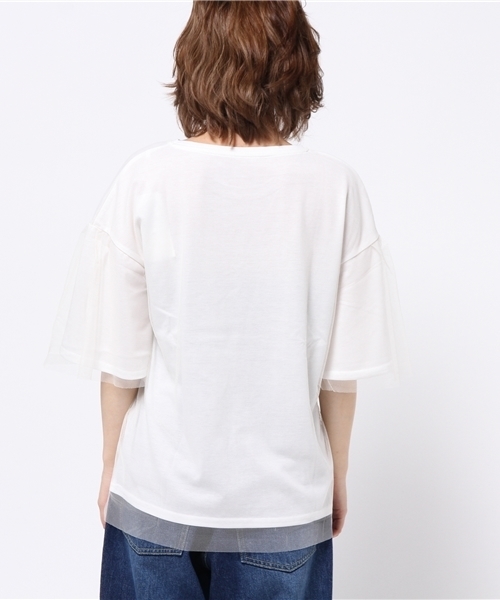 REAL CUBE(リアルキューブ)の「Hunch チュールティアードカットソー(Tシャツ/カットソー・レディース・カーキ/オフホワイト/グレー・M)」の7枚目の写真