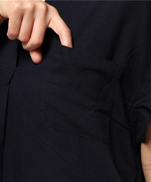 LBC（エルビーシー）の「レーヨンリネンVネックワンピース（ワンピース・レディース・グリーン/ネイビー/ライトブラウン・MEDIUM/LARGE）」の9枚目の写真