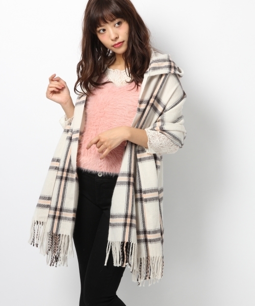 Heather（ヘザー）の「【大HITアイテム】チェックポンチョ16　732248（マフラー・レディース・ホワイト系その他/ブルー系その他・FREE）」の2枚目の写真