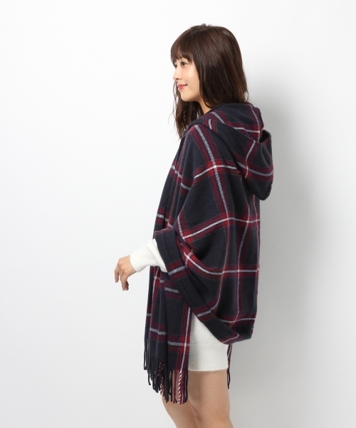 Heather（ヘザー）の「【大HITアイテム】チェックポンチョ16　732248（マフラー・レディース・ホワイト系その他/ブルー系その他・FREE）」の6枚目の写真