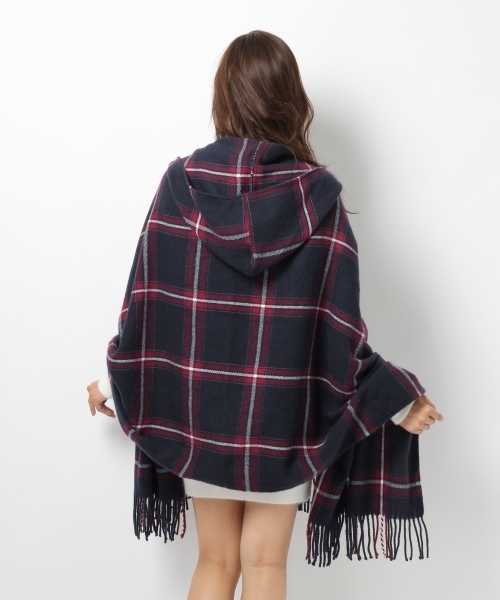 Heather（ヘザー）の「【大HITアイテム】チェックポンチョ16　732248（マフラー・レディース・ホワイト系その他/ブルー系その他・FREE）」の7枚目の写真