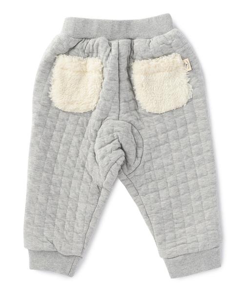 green label relaxing(グリーンレーベルリラクシング)の「キルトジャカード ボア ポケット サルエルパンツ(その他パンツ・キッズ・オリーブ/グレー・85cm/75cm)」の3枚目の写真