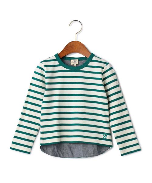 green label relaxing（グリーンレーベルリラクシング）の「【KIDS】スムースキモウ ボーダー シシュウ◆（Tシャツ/カットソー・キッズ・ワインレッド/ケリー・105/125/135/115/95）」の10枚目の写真