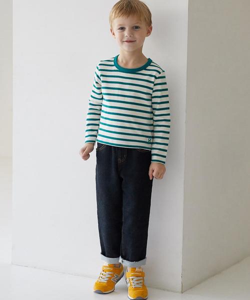 green label relaxing（グリーンレーベルリラクシング）の「【KIDS】スムースキモウ ボーダー シシュウ◆（Tシャツ/カットソー・キッズ・ワインレッド/ケリー・105/125/135/115/95）」の11枚目の写真