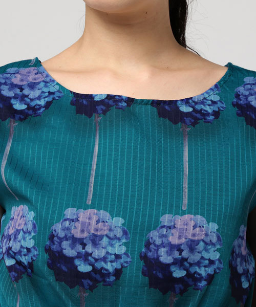 merlot plus（メルロープリュス）の「ストライプフラワー柄ウエストマークワンピース5925（ワンピース・レディース・ピンク/ブラック/ブルーグリーン・FREE）」の12枚目の写真