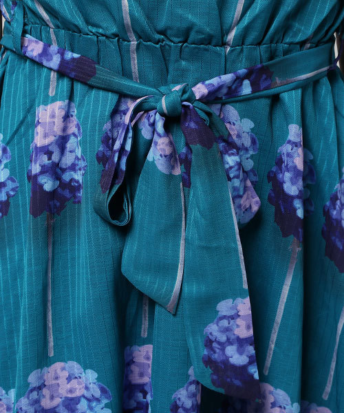 merlot plus（メルロープリュス）の「ストライプフラワー柄ウエストマークワンピース5925（ワンピース・レディース・ピンク/ブラック/ブルーグリーン・FREE）」の7枚目の写真