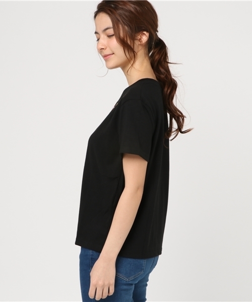 Honeys(ハニーズ)の「刺繍入りTシャツ(Tシャツ/カットソー・レディース・ブラック/カーキ/ホワイト×ブラック/ピンク/オフホワイト/オレンジ・S/M/L)」の8枚目の写真