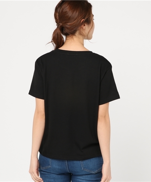 Honeys(ハニーズ)の「刺繍入りTシャツ(Tシャツ/カットソー・レディース・ブラック/カーキ/ホワイト×ブラック/ピンク/オフホワイト/オレンジ・S/M/L)」の9枚目の写真