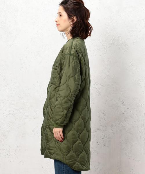 green label relaxing（グリーンレーベルリラクシング）の「[WEB限定] CB ウラサーマルキルティング ロング ジャケット ◆（ミリタリージャケット・レディース・ブラック/オリーブ・38/36）」の5枚目の写真
