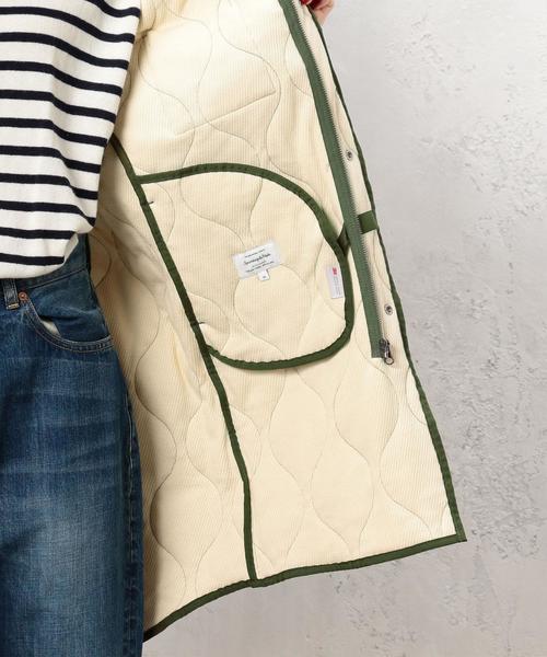 green label relaxing（グリーンレーベルリラクシング）の「[WEB限定] CB ウラサーマルキルティング ロング ジャケット ◆（ミリタリージャケット・レディース・ブラック/オリーブ・38/36）」の22枚目の写真