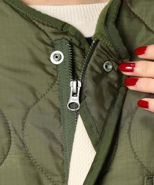 green label relaxing（グリーンレーベルリラクシング）の「[WEB限定] CB ウラサーマルキルティング ロング ジャケット ◆（ミリタリージャケット・レディース・ブラック/オリーブ・38/36）」の12枚目の写真