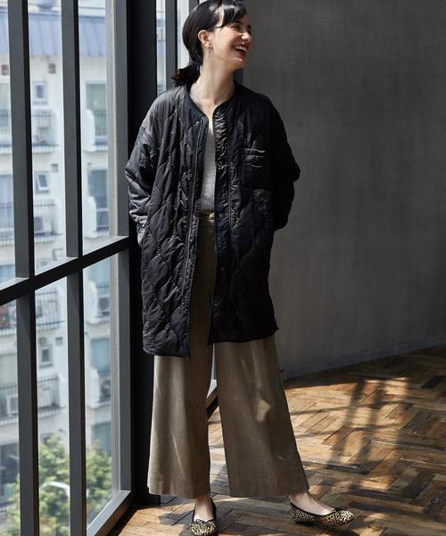 green label relaxing（グリーンレーベルリラクシング）の「[WEB限定] CB ウラサーマルキルティング ロング ジャケット ◆（ミリタリージャケット・レディース・ブラック/オリーブ・38/36）」の10枚目の写真