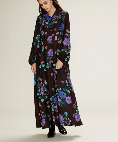 Grace Continental グレースコンチネンタル の ローズプリントシャツワンピース ドレス Wear