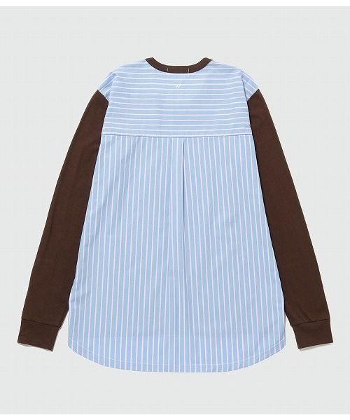 ADAM ET ROPE'(アダムエロペ)の「【ALOYE】別注 フハク切り替えロングスリーブT(Tシャツ/カットソー・メンズ・ベージュ/ネイビー・L/M)」の6枚目の写真