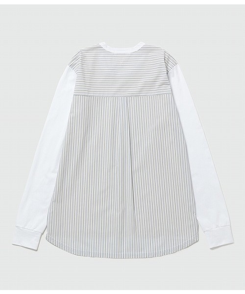 ADAM ET ROPE'(アダムエロペ)の「【ALOYE】別注 フハク切り替えロングスリーブT(Tシャツ/カットソー・メンズ・ベージュ/ネイビー・L/M)」の4枚目の写真