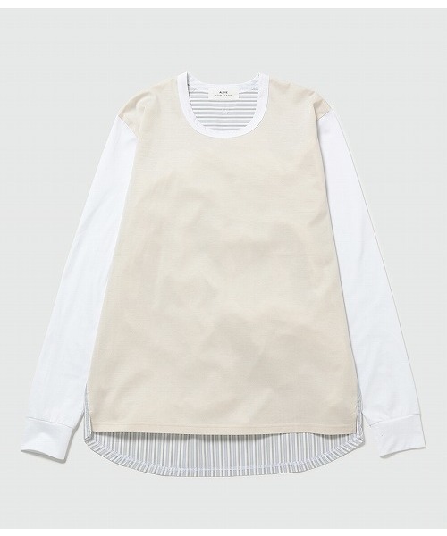ADAM ET ROPE'(アダムエロペ)の「【ALOYE】別注 フハク切り替えロングスリーブT(Tシャツ/カットソー・メンズ・ベージュ/ネイビー・L/M)」の15枚目の写真