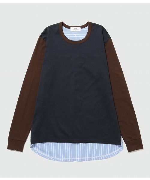 ADAM ET ROPE'(アダムエロペ)の「【ALOYE】別注 フハク切り替えロングスリーブT(Tシャツ/カットソー・メンズ・ベージュ/ネイビー・L/M)」の16枚目の写真