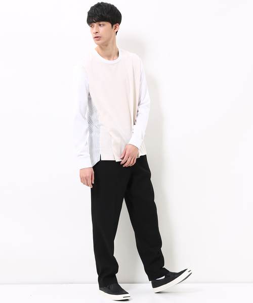 ADAM ET ROPE'(アダムエロペ)の「【ALOYE】別注 フハク切り替えロングスリーブT(Tシャツ/カットソー・メンズ・ベージュ/ネイビー・L/M)」の14枚目の写真