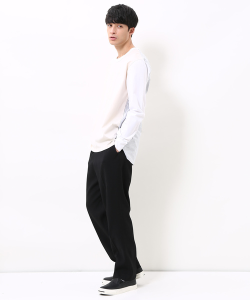 ADAM ET ROPE'(アダムエロペ)の「【ALOYE】別注 フハク切り替えロングスリーブT(Tシャツ/カットソー・メンズ・ベージュ/ネイビー・L/M)」の17枚目の写真