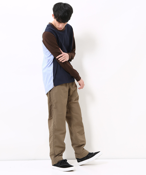 ADAM ET ROPE'(アダムエロペ)の「【ALOYE】別注 フハク切り替えロングスリーブT(Tシャツ/カットソー・メンズ・ベージュ/ネイビー・L/M)」の18枚目の写真