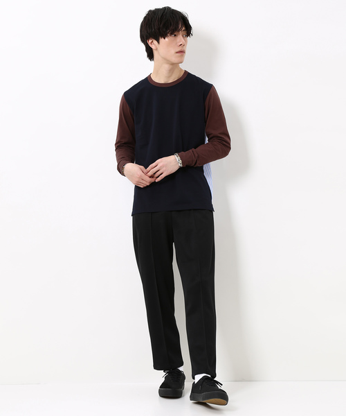 ADAM ET ROPE'(アダムエロペ)の「【ALOYE】別注 フハク切り替えロングスリーブT(Tシャツ/カットソー・メンズ・ベージュ/ネイビー・L/M)」の20枚目の写真