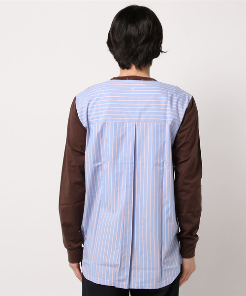 ADAM ET ROPE'(アダムエロペ)の「【ALOYE】別注 フハク切り替えロングスリーブT(Tシャツ/カットソー・メンズ・ベージュ/ネイビー・L/M)」の11枚目の写真