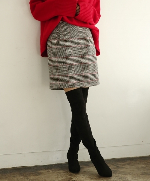 A part by（アパートバイ）の「Wコンチェックコクーンスカート 778478（スカート・レディース・グレー系その他/ベージュ系その他・LARGE/MEDIUM）」の2枚目の写真