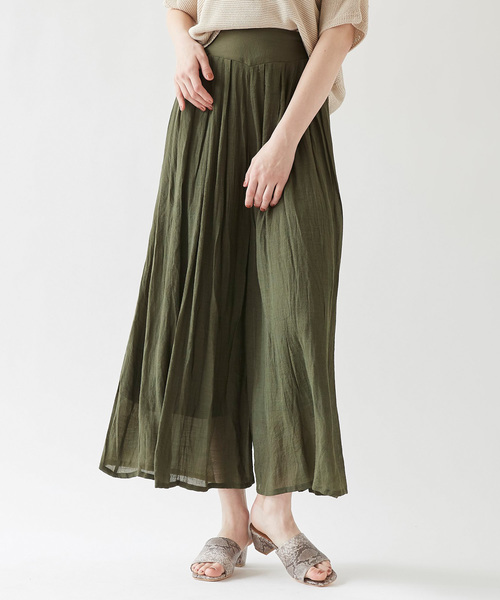 titivate（ティティベイト）の「スラブウエストゴムワイドフレアパンツ（その他パンツ・レディース・ブラック/イエロー/ブルー/オレンジ/ライトベージュ/カーキ/ピンクベージュ・M/L/S）」の4枚目の写真