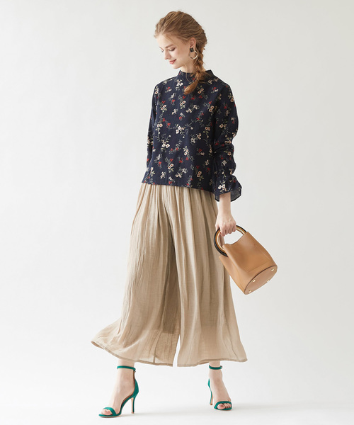 titivate（ティティベイト）の「スラブウエストゴムワイドフレアパンツ（その他パンツ・レディース・ブラック/イエロー/ブルー/オレンジ/ライトベージュ/カーキ/ピンクベージュ・M/L/S）」の3枚目の写真