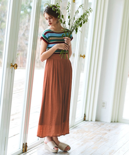 titivate（ティティベイト）の「スラブウエストゴムワイドフレアパンツ（その他パンツ・レディース・ブラック/イエロー/ブルー/オレンジ/ライトベージュ/カーキ/ピンクベージュ・M/L/S）」の7枚目の写真