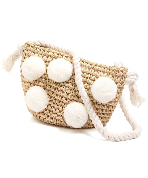 BREEZE（ブリーズ）の「ぽんぽん付きショルダーペーパーBAG（ショルダーバッグ・キッズ・ブラック/オフホワイト/レインボー・FREE）」の2枚目の写真