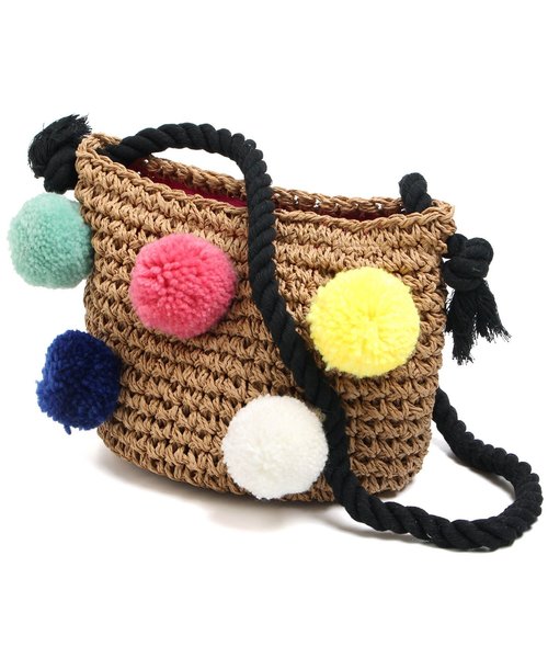 BREEZE（ブリーズ）の「ぽんぽん付きショルダーペーパーBAG（ショルダーバッグ・キッズ・ブラック/オフホワイト/レインボー・FREE）」の3枚目の写真