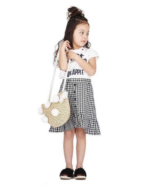 BREEZE（ブリーズ）の「ぽんぽん付きショルダーペーパーBAG（ショルダーバッグ・キッズ・ブラック/オフホワイト/レインボー・FREE）」の6枚目の写真