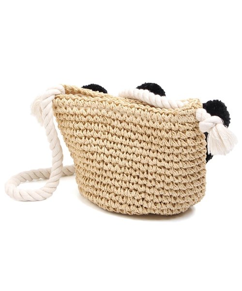 BREEZE（ブリーズ）の「ぽんぽん付きショルダーペーパーBAG（ショルダーバッグ・キッズ・ブラック/オフホワイト/レインボー・FREE）」の5枚目の写真